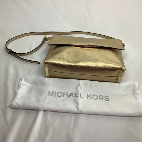 MK Gold LANA Small Clutch Leather Shoulder Bag NWT - Picture 10 of 15